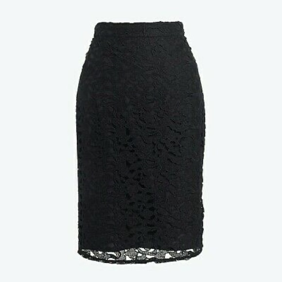 J. Crew Factory Dresses & Skirts - J. Crew Black Floral Lace Overlay Pencil Skirt 8